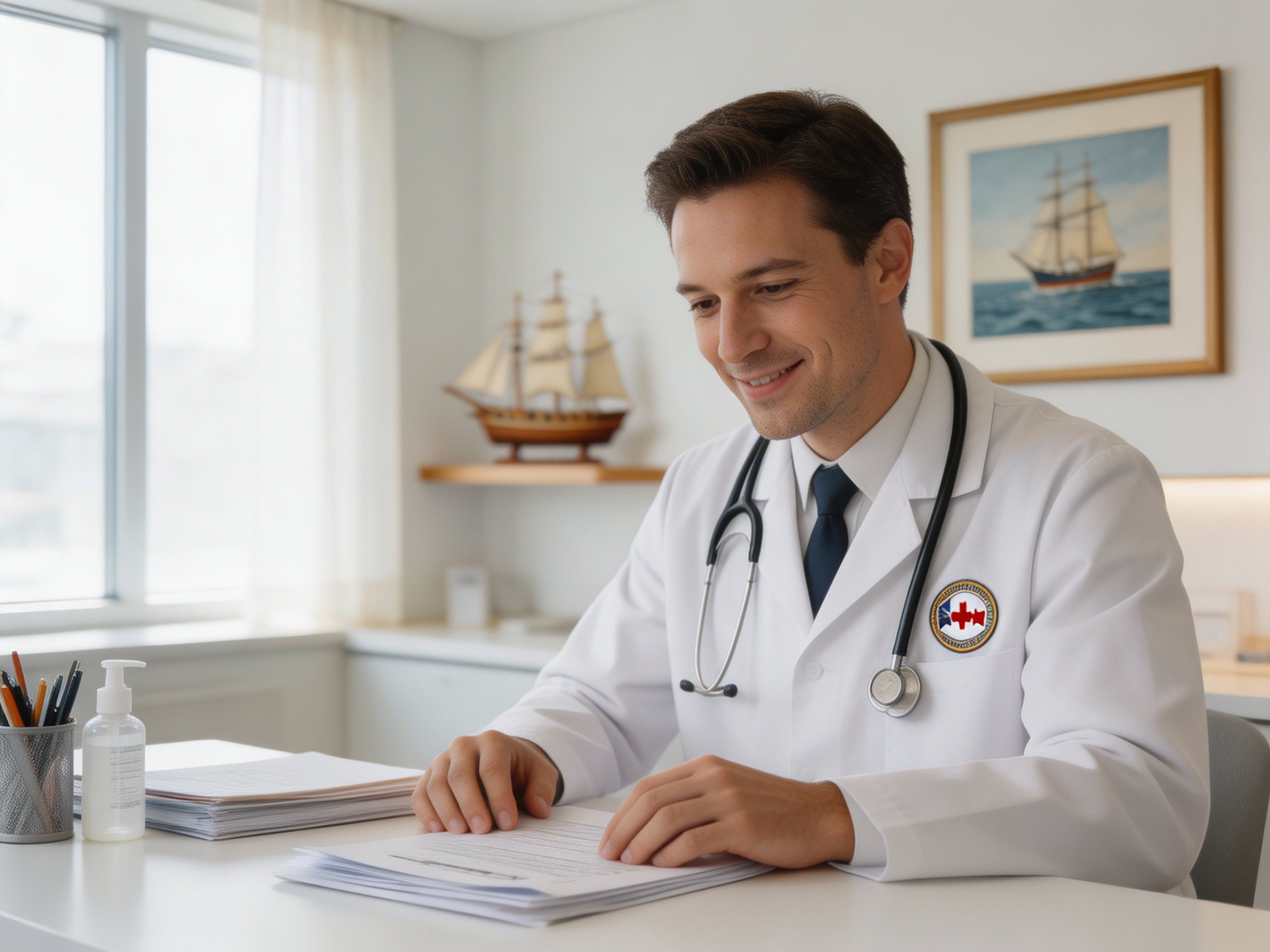 Marine medical physician at clinic